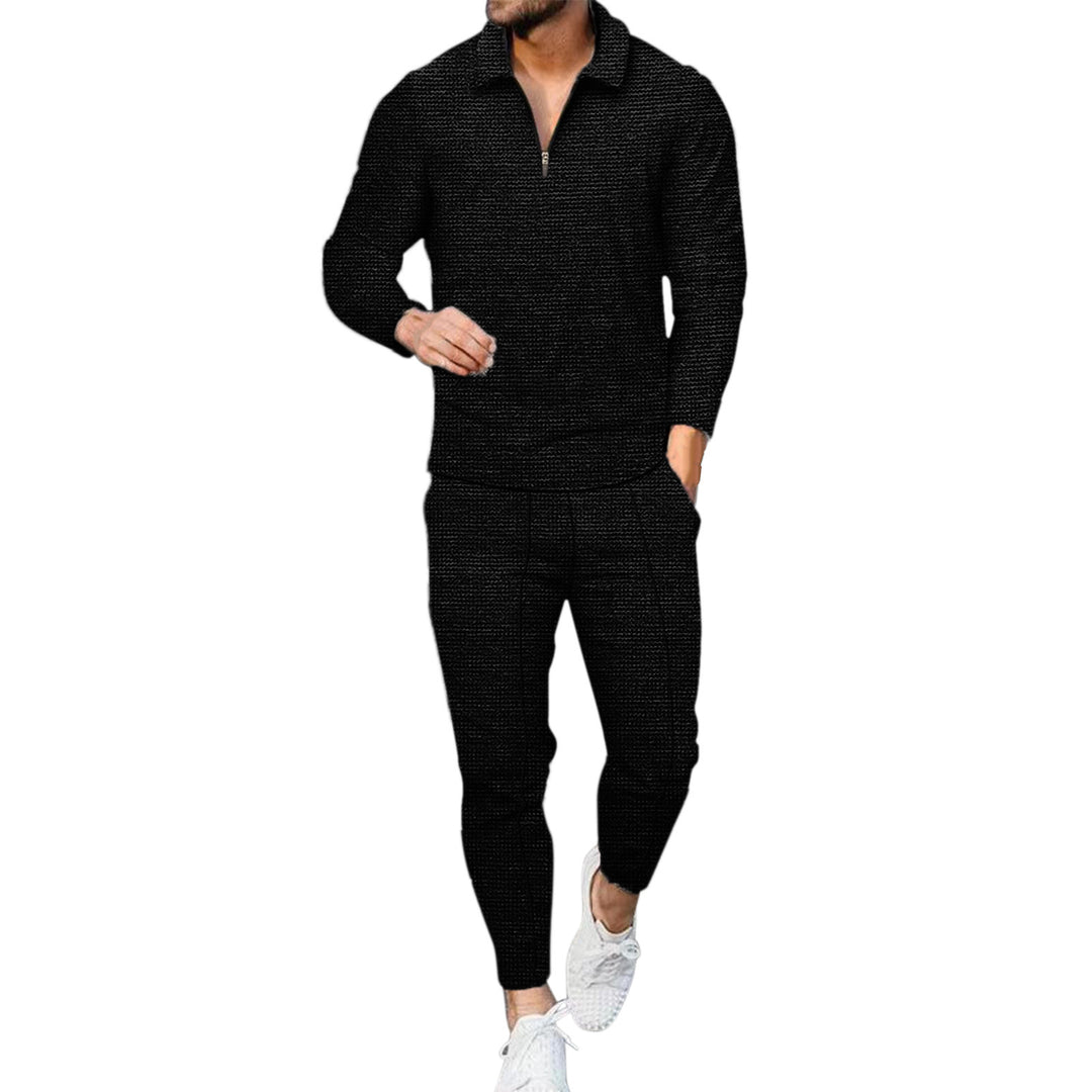 Herren sportliches Jogginganzug mit kurzem Reißverschluss und eng anliegendem Schnitt Echoarchiv