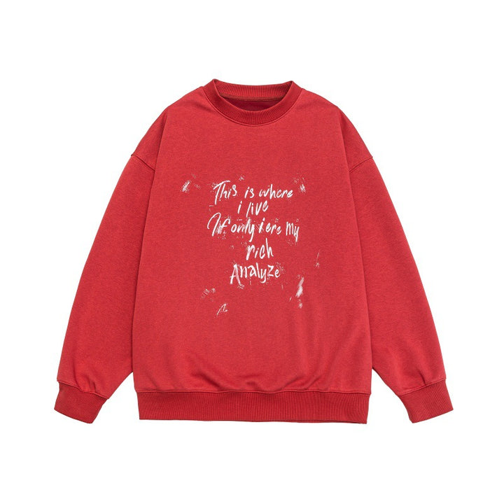 Unisex Lockeres Oversize-Sweatshirt mit verwaschenem Script‑Print, gerippten Bündchen und Relaxed‑Fit Echoarchiv
