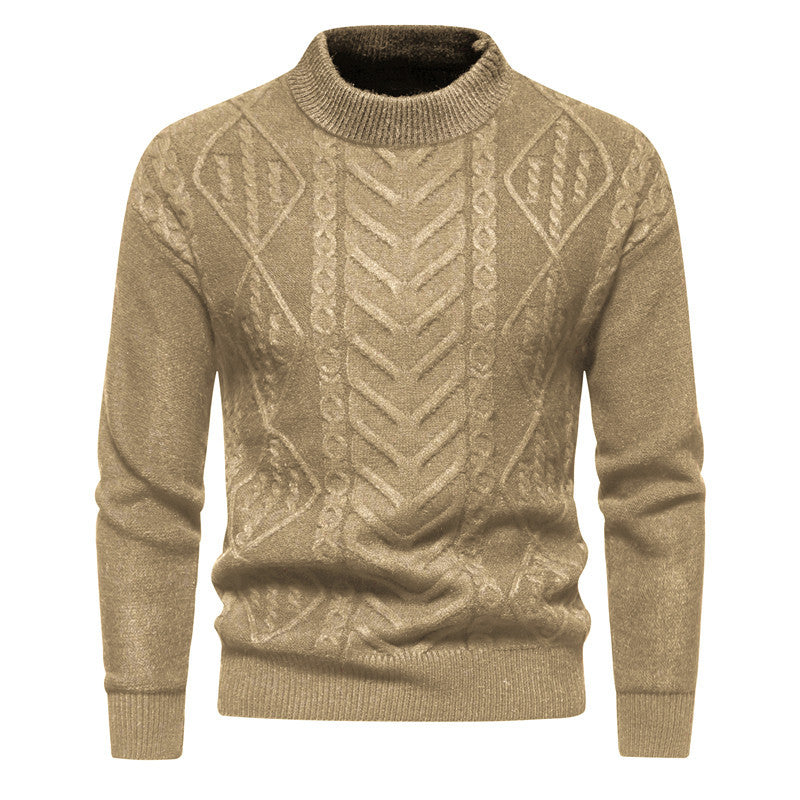 Herren Strukturierter Mockneck-Strickpullover mit Zopf- und Chevron-Muster Echo Archiv