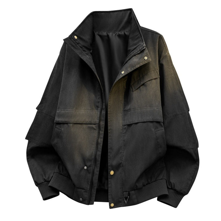Herren Oversize-Bomberjacke im Vintage-Denim-Look mit Utility-Taschen & elastischem Saum Echoarchiv