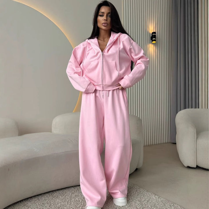 Damen nan weite Highwaist-Loungehose aus Sweatstoff mit Kordelzug und Eingrifftaschen Echo Archiv