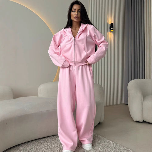 Damen nan weite Highwaist-Loungehose aus Sweatstoff mit Kordelzug und Eingrifftaschen Echo Archiv