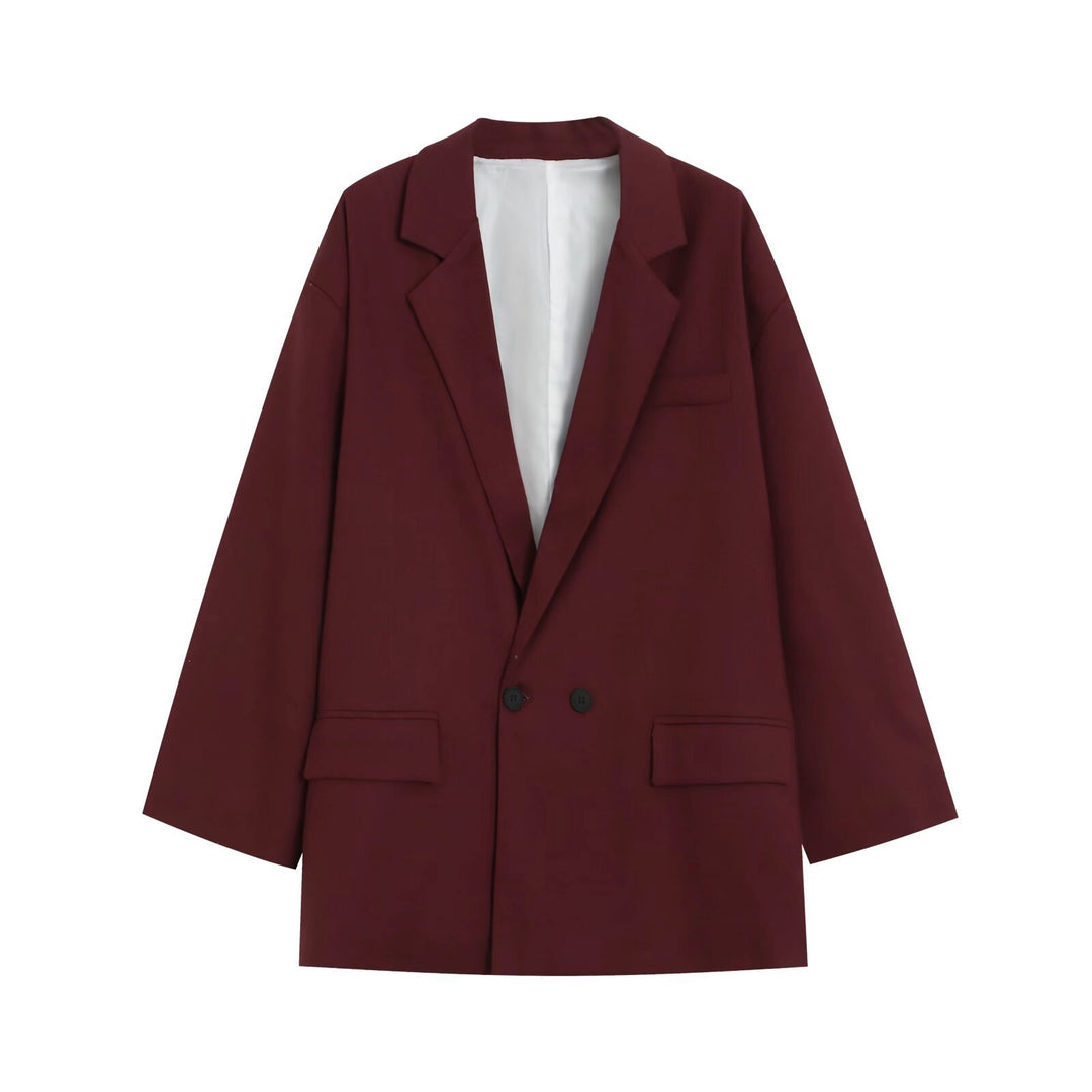 Damen Oversize Doppelreihiger Blazer mit tiefem Revers und Paspeltaschen Echo Archiv