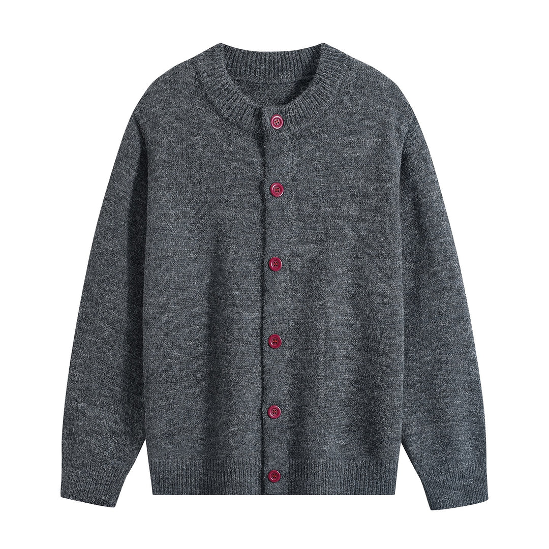Damen Oversize-Strickjacke mit Rundhalsausschnitt, Rippsaum & Kontrastknöpfen Echoarchiv