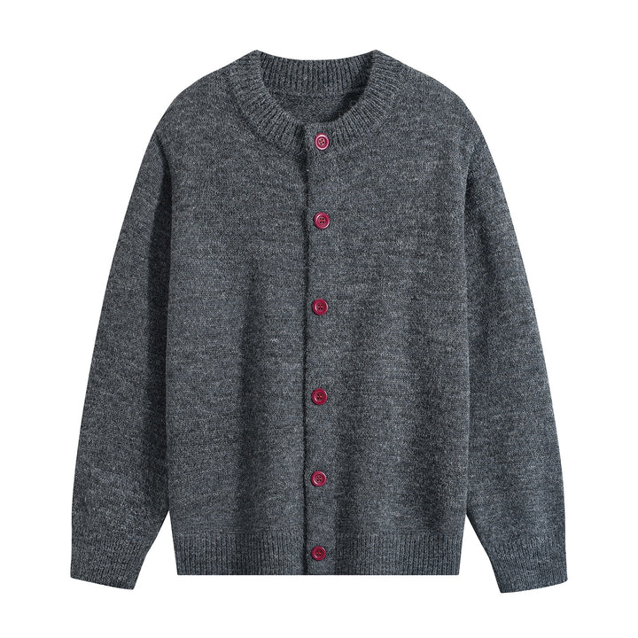 Damen Oversize-Strickjacke mit Rundhalsausschnitt, Rippsaum & Kontrastknöpfen Echoarchiv
