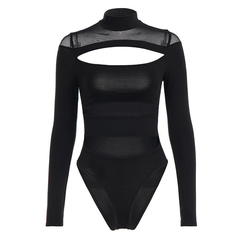 Damen Langarm Bodysuit mit raffiniertem Cut-Out-Design und elegantem Stehkragen Echo Archiv
