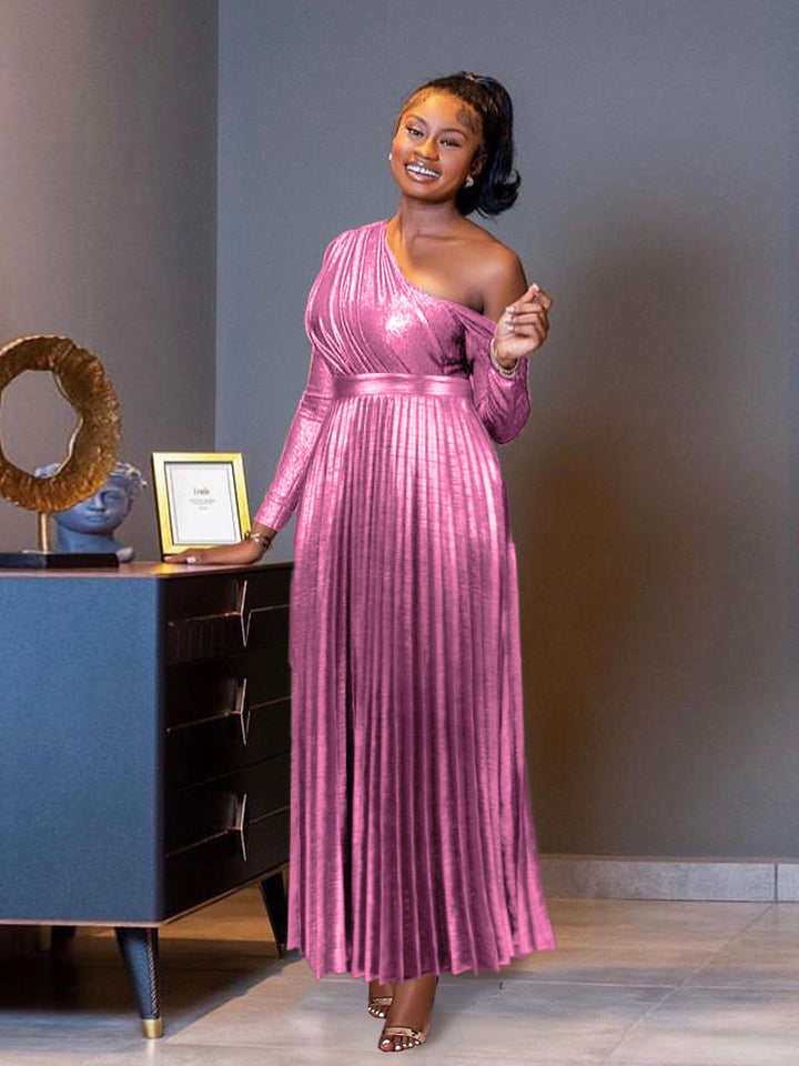 Damen plissiertes Abendkleid mit schimmerndem Oberteil Echo Archiv