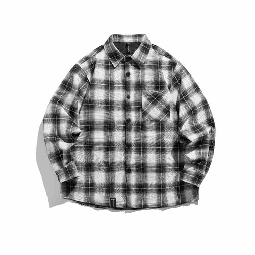 Unisex Kariertes Oversize‑Flanellhemd mit Brusttasche Echoarchiv