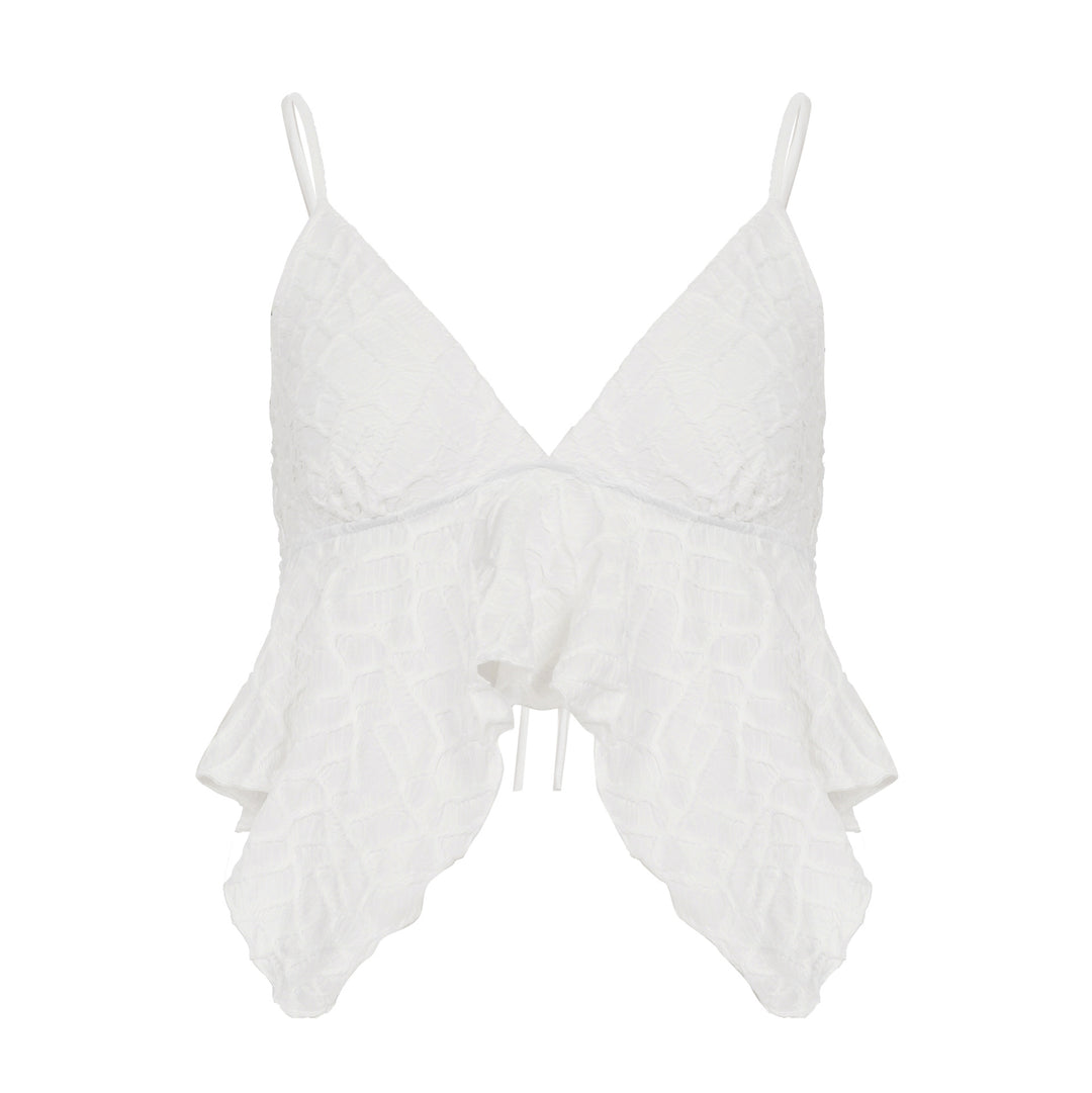 Damen verspieltes Crop-Top mit eleganten Rüschendetails Echo Archiv