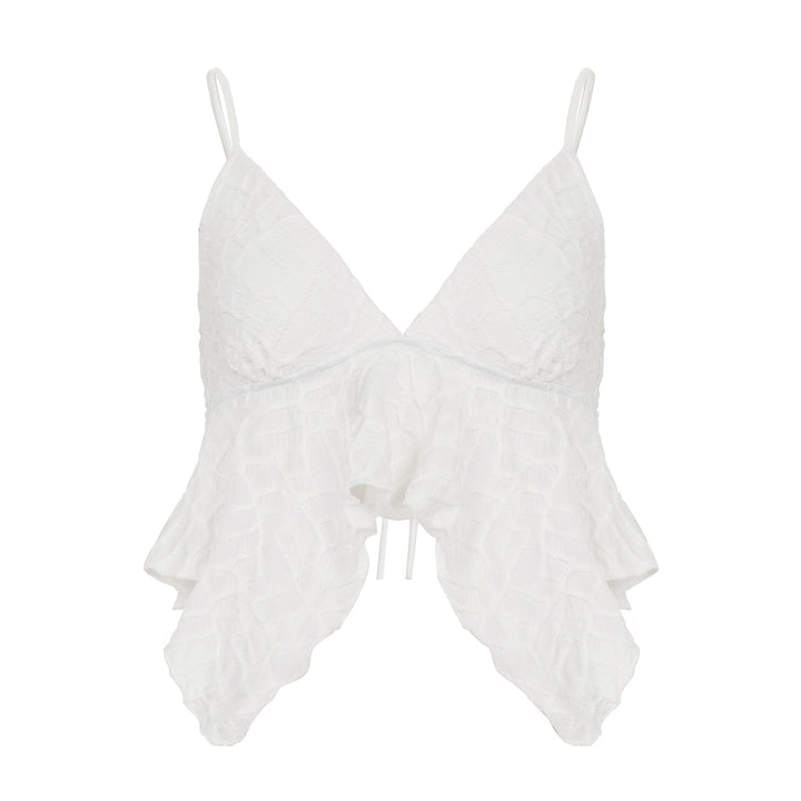 Damen verspieltes Crop-Top mit eleganten Rüschendetails Echo Archiv