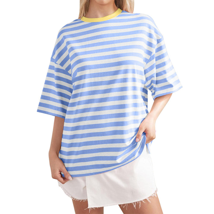 Damen Lässiges Oversized T-Shirt mit breiten Streifen Echoarchiv