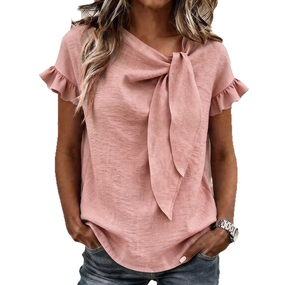 Damen Bluse mit Rüschenärmeln und Schleifendetail Echo Archiv