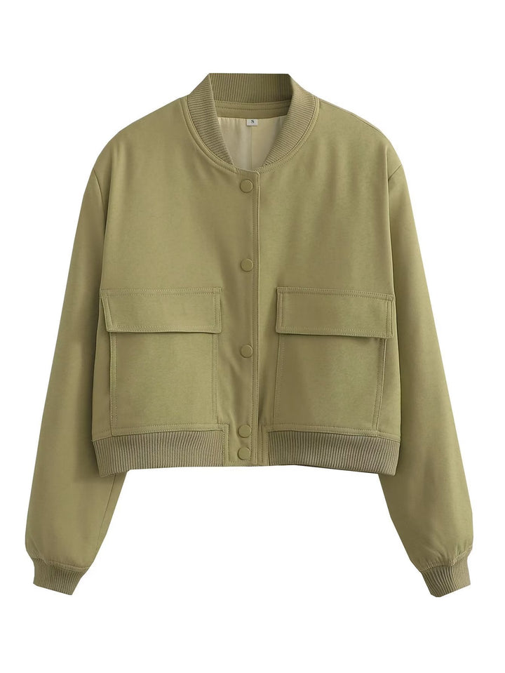 Damen Kurzjacke im Bomberstil mit Leoparden‑Fauxfell und Rippbündchen Echo Archiv