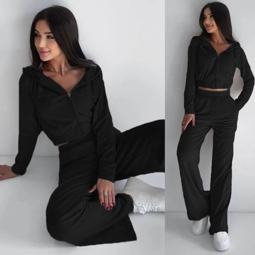 Damen nan kurz geschnittenes Thermo-Fleece-Set mit Halbfront-Reißverschluss und hohem Komfortbund Echo Archiv