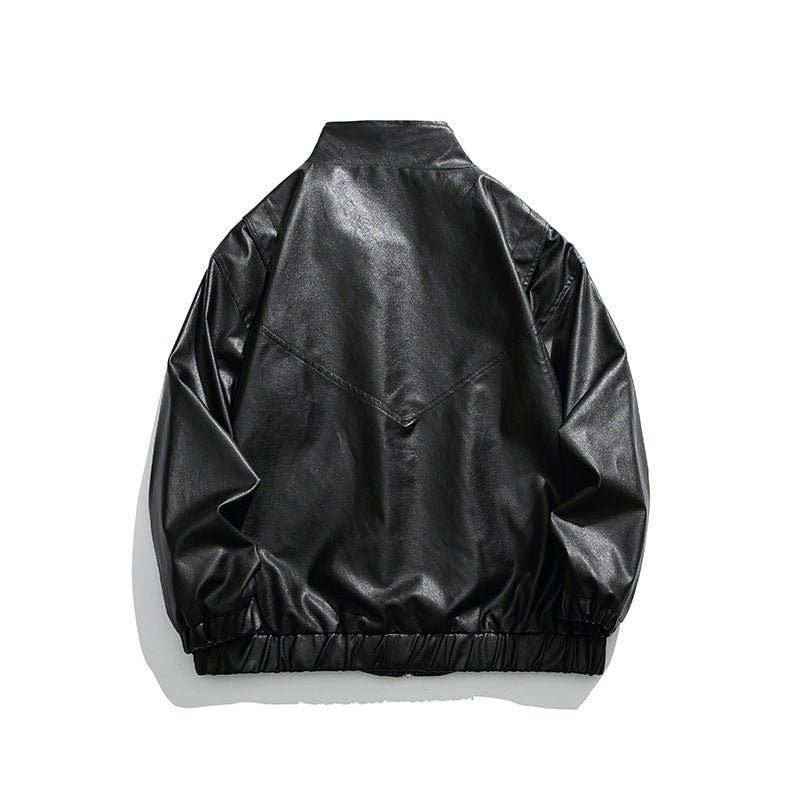 Herren Boxy Kunstleder-Blousonjacke mit Stehkragen Druckknopfblende und elastischem Saum Echo Archiv