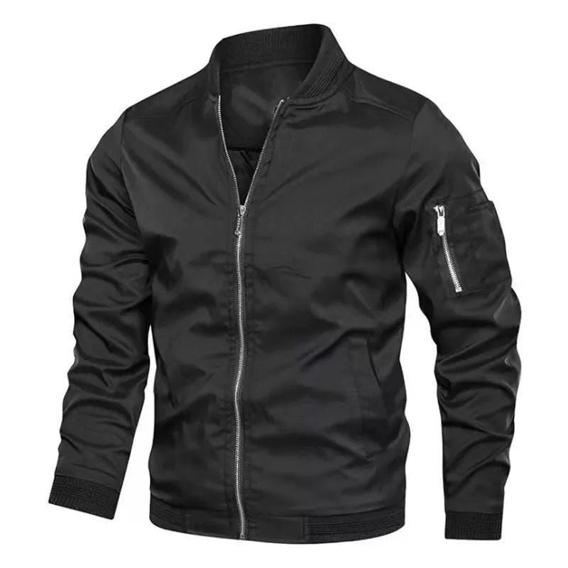 Herren Bomberjacke mit Reißverschluss, wasserabweisendem Nylon und Ärmel-Tasche Echoarchiv