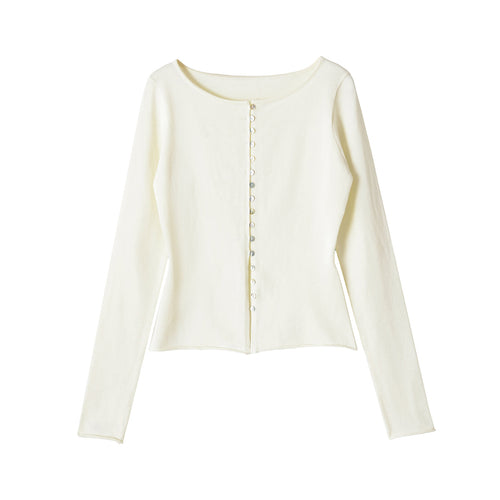 Damen Feinstrick Cropped-Cardigan mit Perlmuttknopfleiste Echoarchiv