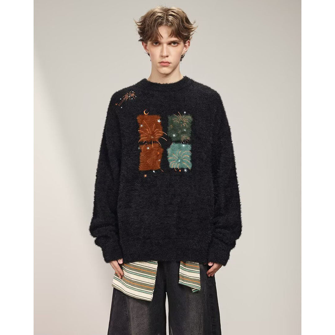 Herren Gemütlicher Grobstrickpullover mit einzigartigem Tiermotiv Echoarchiv