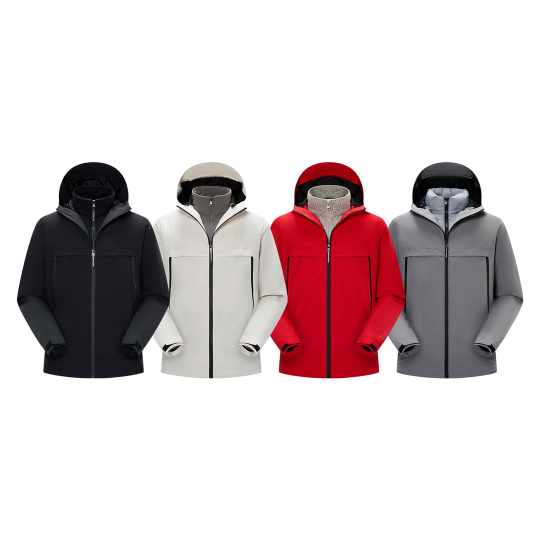 Herren Minimalistische Hybrid‑Regenjacke mit verstaubarer Kapuze und atmungsaktiver Membran Echo Archiv