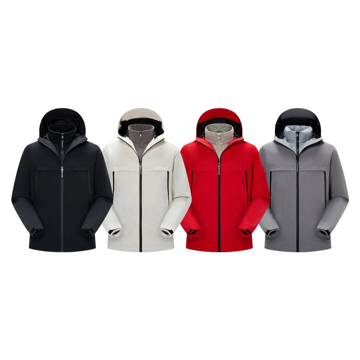 Herren Minimalistische Hybrid‑Regenjacke mit verstaubarer Kapuze und atmungsaktiver Membran Echo Archiv