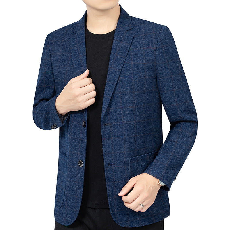 Herren Kariertes Slim-Fit Sakko aus Wollmischung – Tianoro