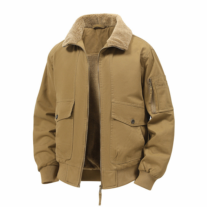 Herren Wattierte Bomberjacke mit Teddyfutter, Utility-Ärmeltasche & Pattentaschen Echoarchiv
