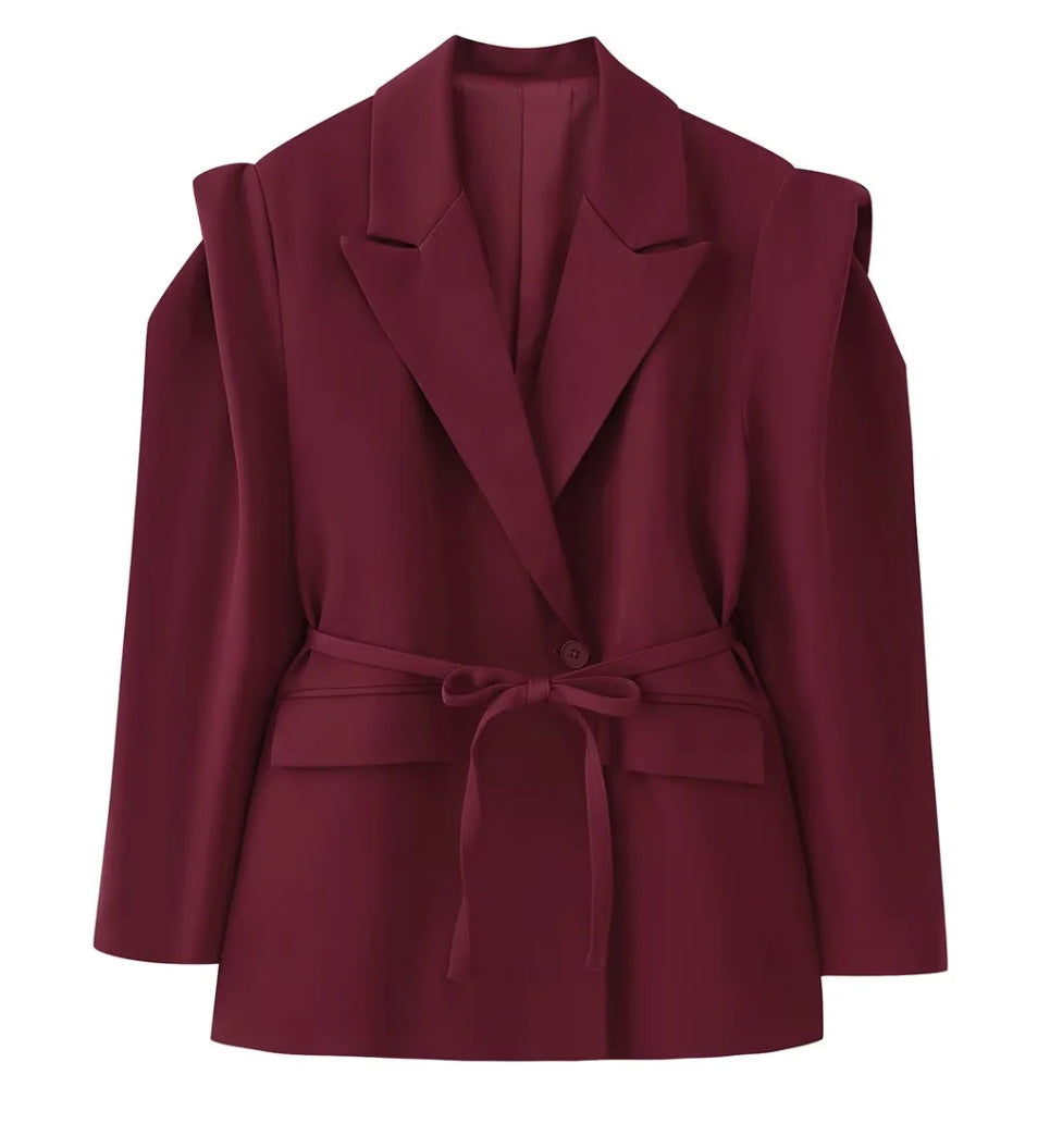 Damen Blazer mit Schulter-Cutouts, Taillengürtel und Ein-Knopf-Verschluss Echo Archiv