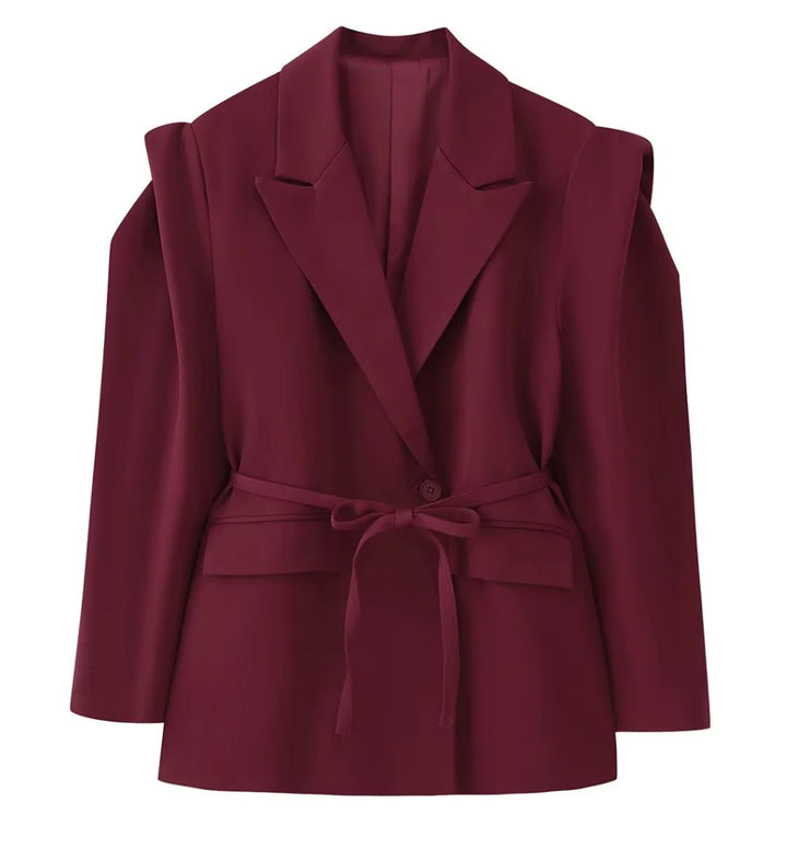 Damen Blazer mit Schulter-Cutouts, Taillengürtel und Ein-Knopf-Verschluss Echo Archiv