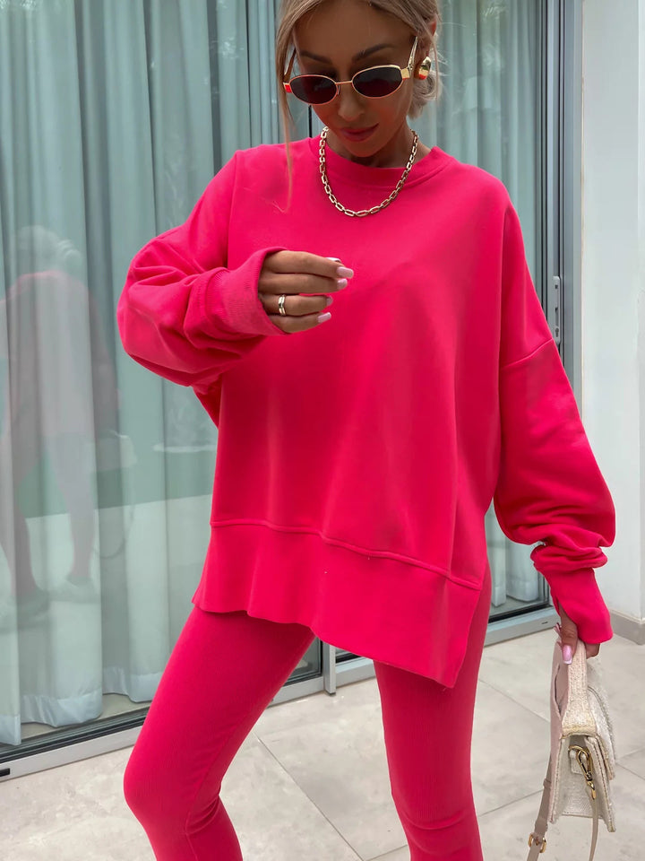 Damen nan Oversize Sweatshirt mit taillierten Rib-Leggings Set Echo Archiv
