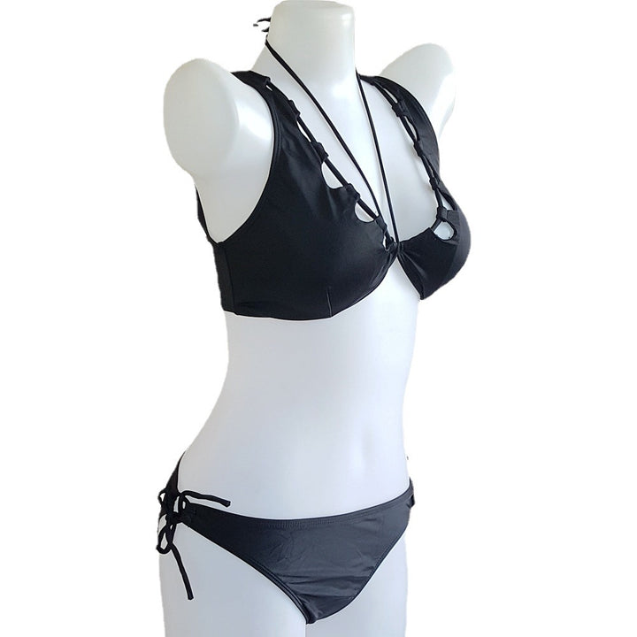 Damen Triangel-Bikini mit tiefem V-Ausschnitt und Schnürdetails Echo Archiv