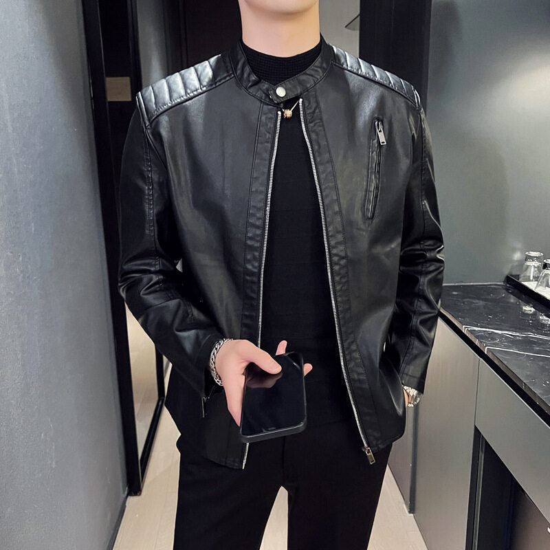 Herren Elegante Lederjacke mit Stehkragen Echo Archiv