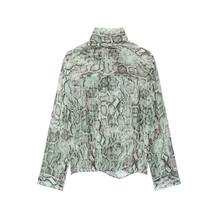 Damen Chiffonbluse mit Schleifenkragen und Schlangenprint Echo Archiv