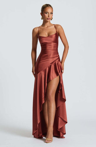 Echoarchiv | Maxi Kleid Pflaume Braun