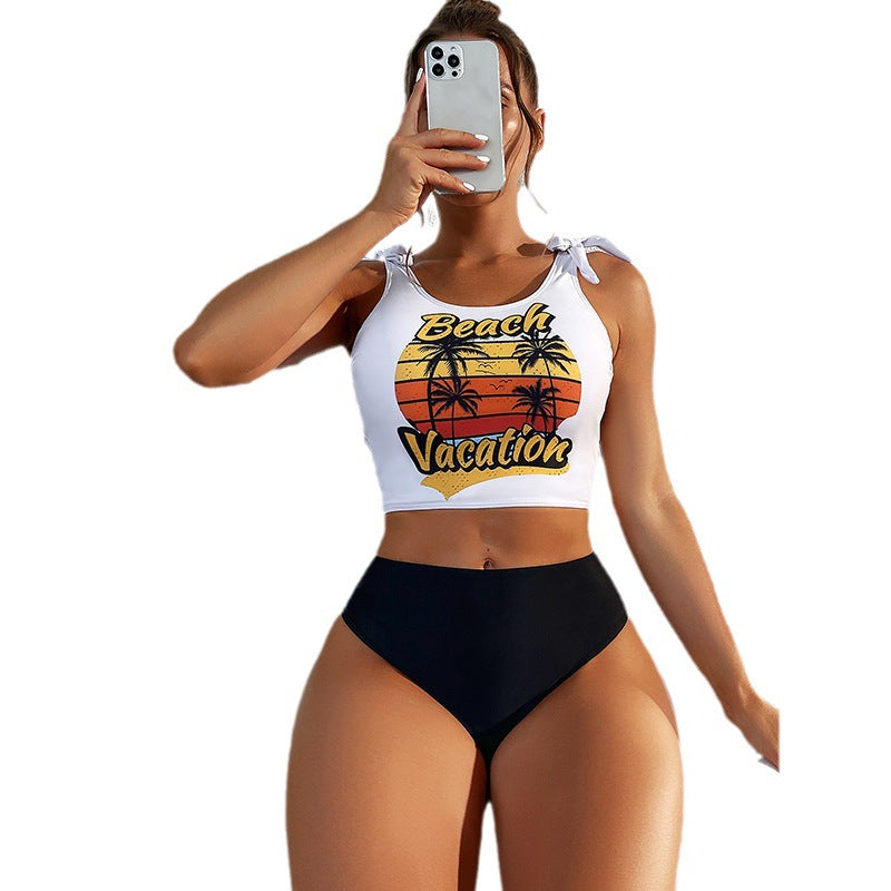 Damen Bikini-Set mit grafischem Motiv und hohem Beinausschnitt Echo Archiv
