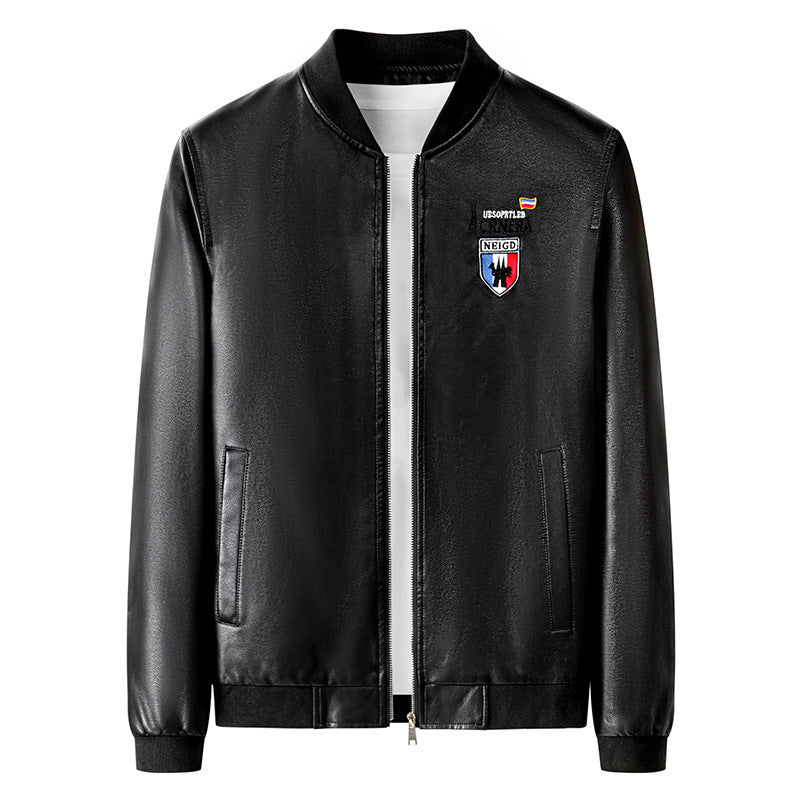 Herren leichte Bomberjacke im Casual-Urban-Stil mit gesticktem Wappen und gerippten Bündchen Echoarchiv
