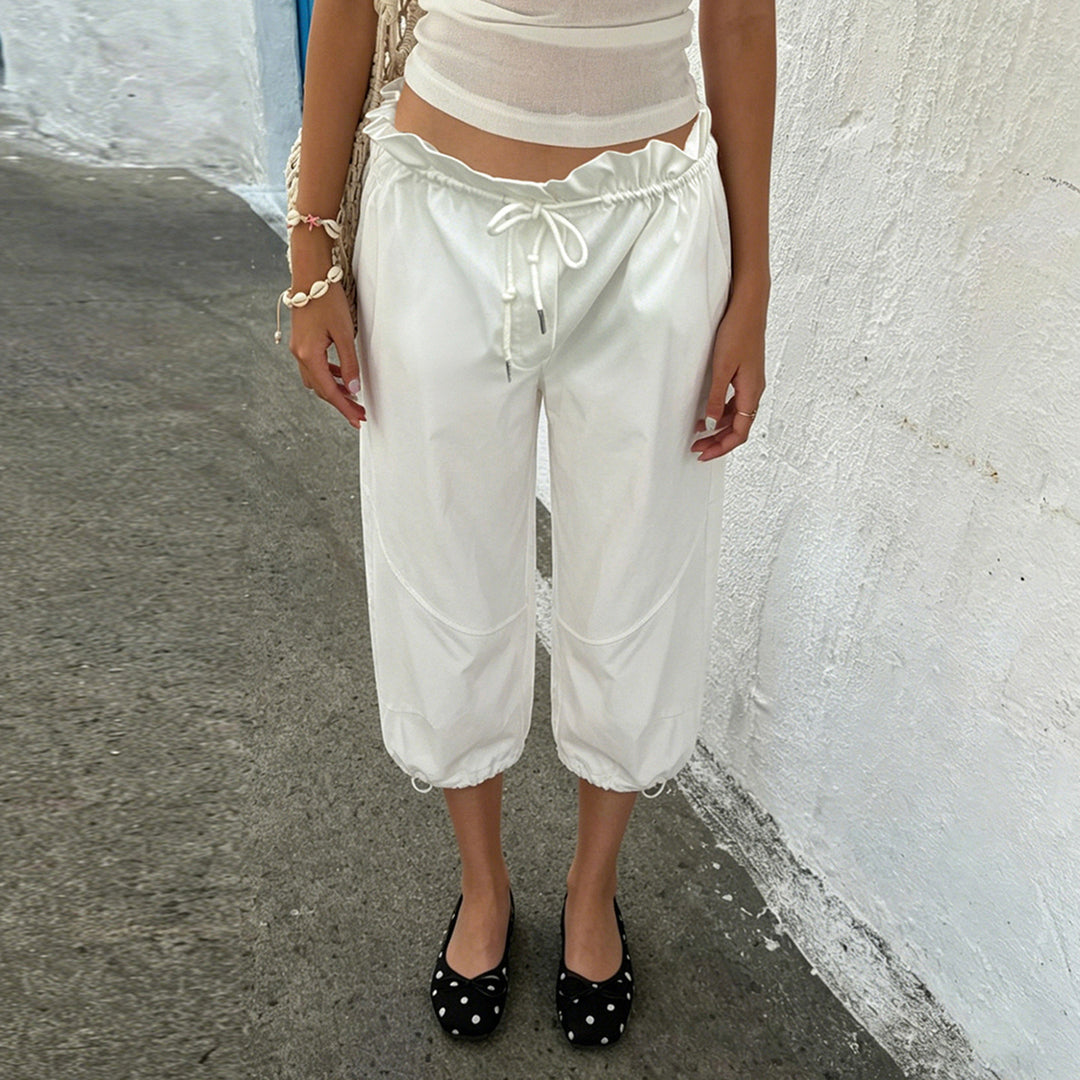 Damen lässige Freizeithose mit elastischem Taillenbund und Kordelzug Echo Archiv