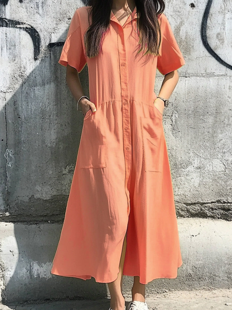 Damen Midi-Kleid mit Knopfleiste und praktischen Taschen Echo Archiv