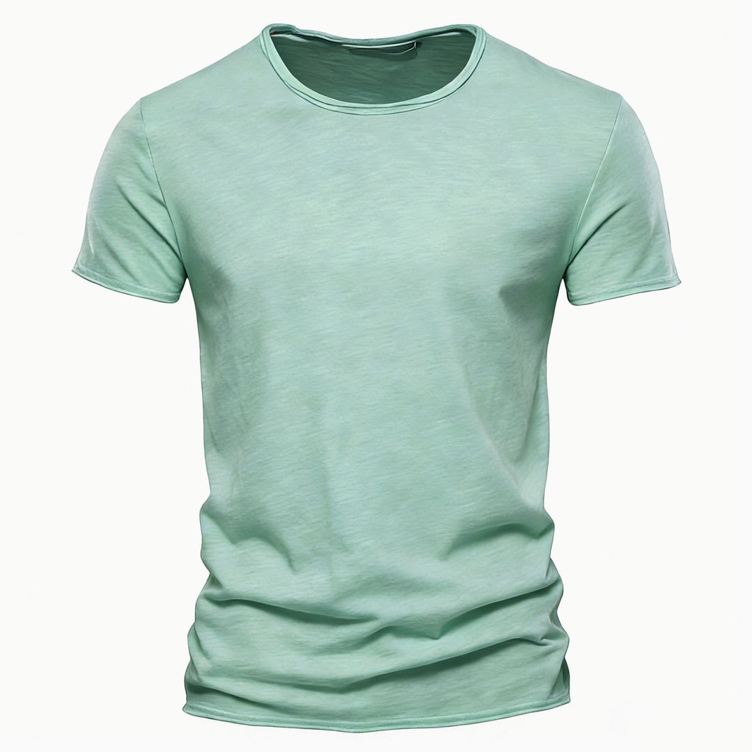Herren nan leichtes Baumwolljersey Kurzarmshirt mit V-Ausschnitt und schmaler Passform Echo Archiv
