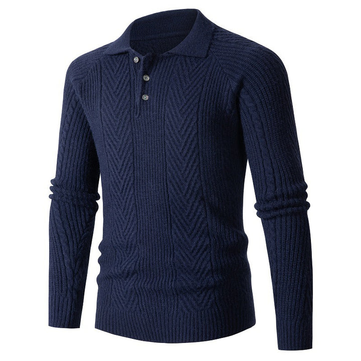 Herren Strickpullover mit klassischem Rautenmuster und Knopfleiste Echoarchiv