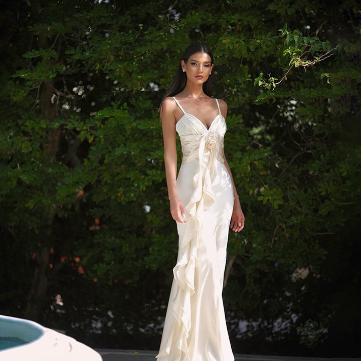 Damen Langärmeliges Maxikleid mit raffinierten Drapierungen Echo Archiv