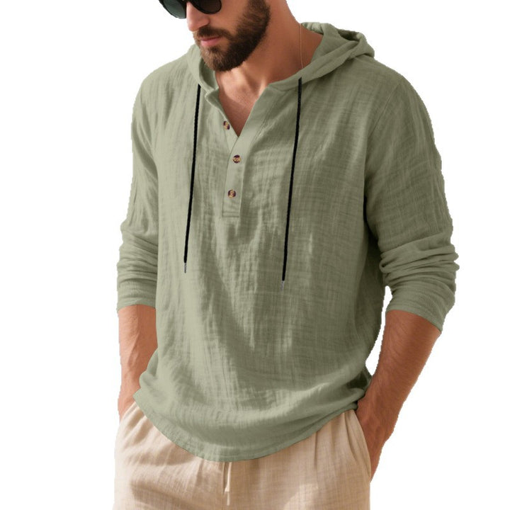 Herren lässiges Kapuzenshirt aus weichem Baumwollmix mit Knopfleiste und praktischen Taschen Echoarchiv