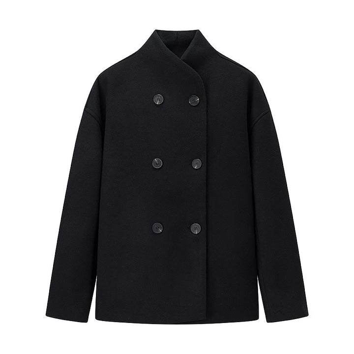 Damen Oversized Doppelreihiger Wollmantel mit Stehkragen Echo Archiv