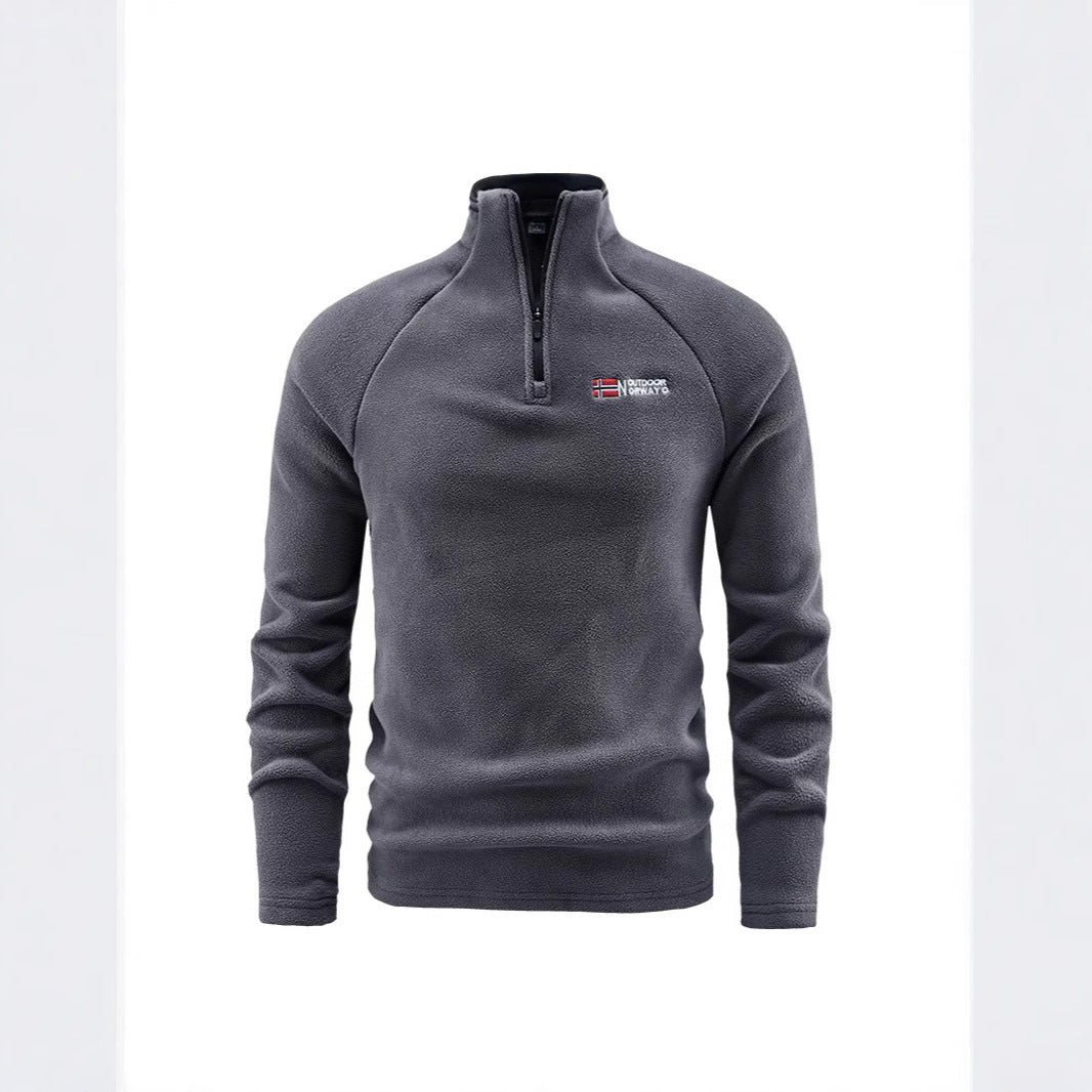 Herren Fleece-Halbzip-Pullover mit hohem Stehkragen und Raglanärmeln Echoarchiv