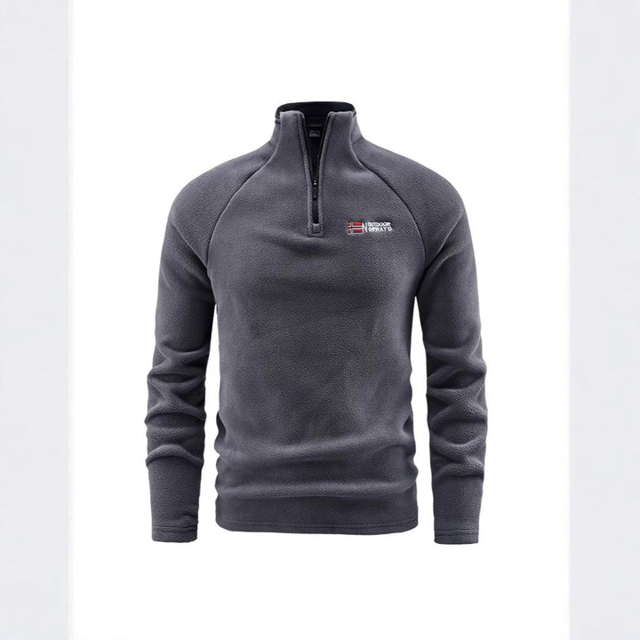 Herren Fleece-Halbzip-Pullover mit hohem Stehkragen und Raglanärmeln Echoarchiv