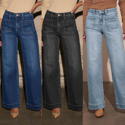 Damen Weit geschnittene Jeans mit hohen Taschen und elegantem Auftritt – Dénora