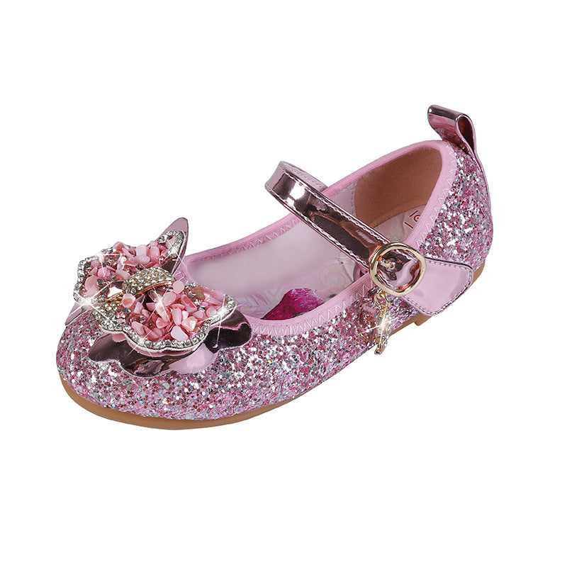 Mädchen Glitzernde Ballerinas mit dekorativer Blumenapplikation Echo Archiv
