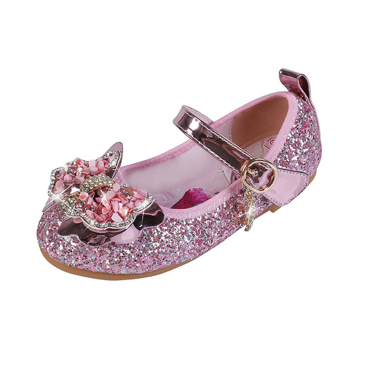 Mädchen Glitzernde Ballerinas mit dekorativer Blumenapplikation Echo Archiv
