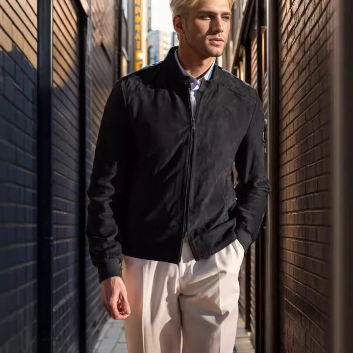 Herren elegante Wildleder-Bikerjacke Echoarchiv