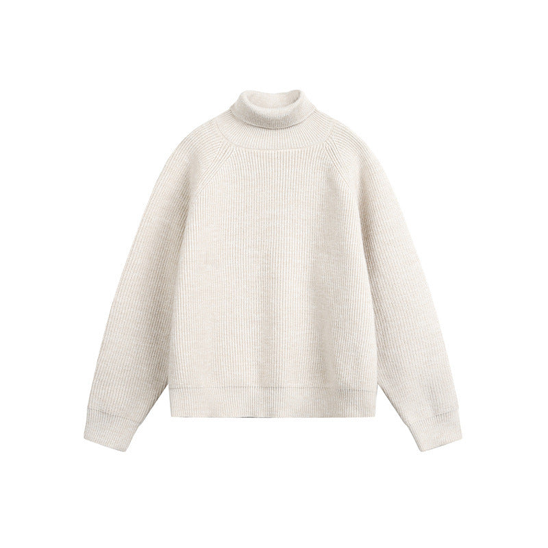 Unisex Rollkragenpullover aus grobem Rippstrick mit Raglanärmeln und geradem Saum Echoarchiv