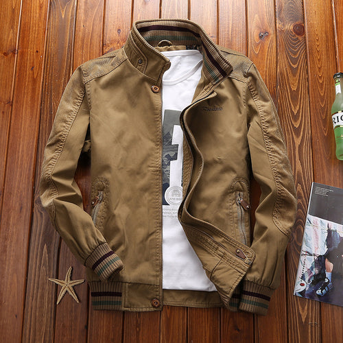 Herren Harrington-Style Übergangsjacke mit Stehkragen und gerippten Bündchen Echoarchiv